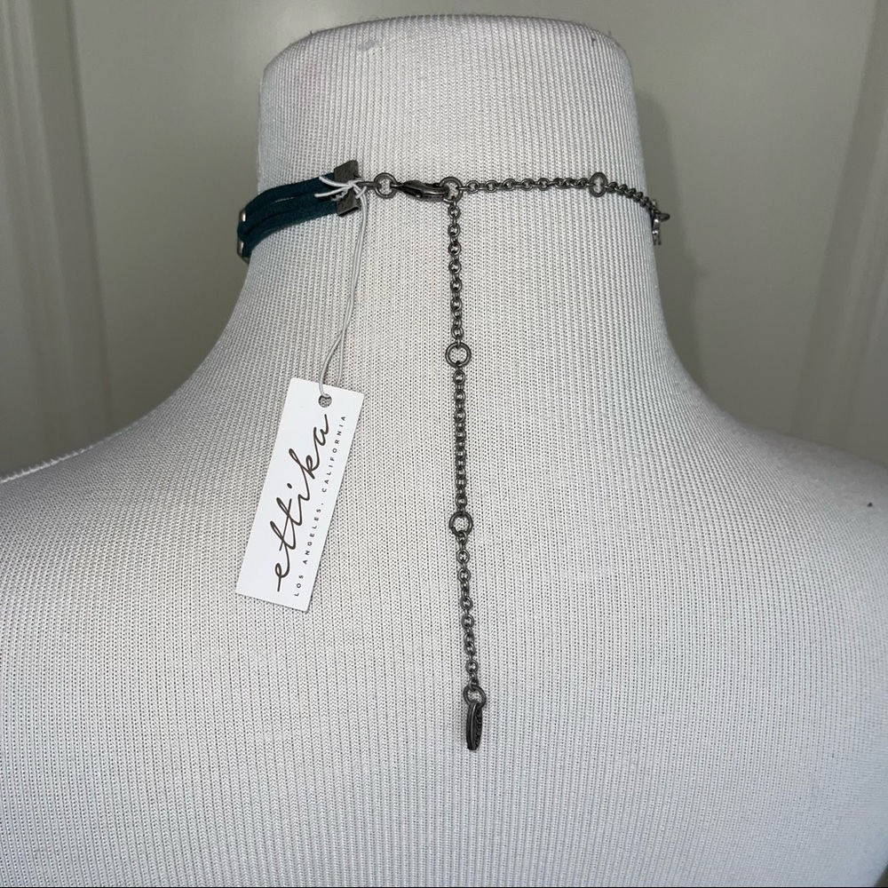 Ettika REVOLVE Teal Suede Leather Choker Pewter Accents - Picture 7 of 10
